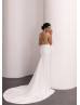 Pearls Beaded Ivory Satin Open Back Graceful Wedding Dress Pearls Beaded Ivory Satin Open Back Graceful Wedding Dress